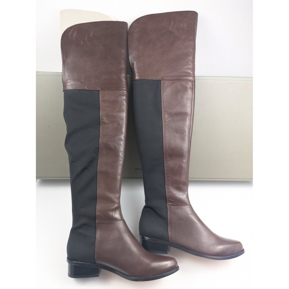 BCBG MAXAZRIA Womens 6M MA-SLINK Over The Knee Boots‎ Brown Leather Stretch